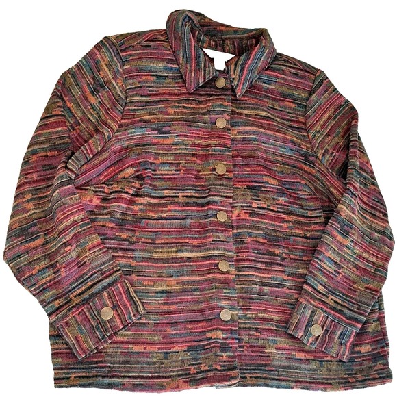 CJ Banks Jacket Women's Plus Sz X Fall Colors Cotton Blend Blazer Shacket Boho - Picture 1 of 9